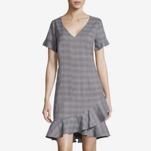 NWOT Beige By eic Blue & Grey Plaid Ruffle Dress